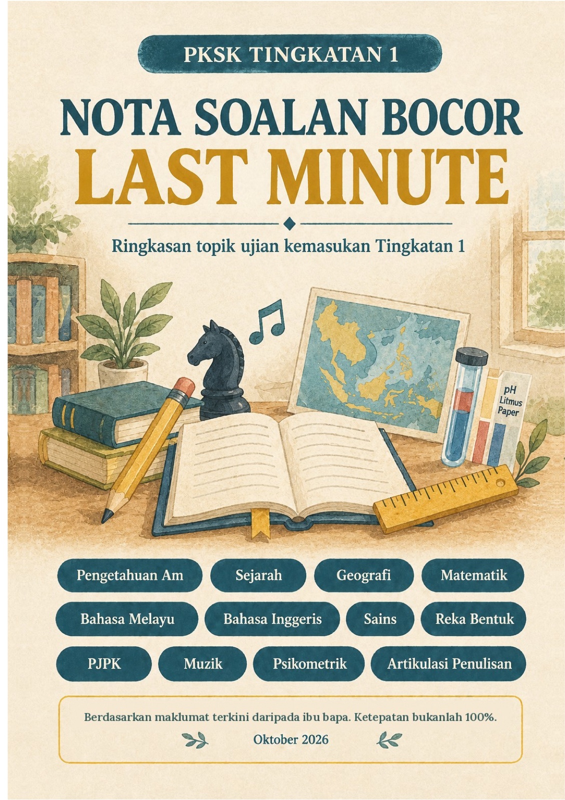 Nota Soalan Bocor Last Minute: PKSK Tingkatan 1 cover